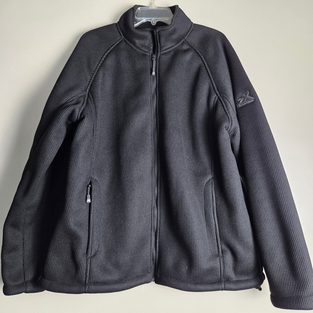 ZeroXposur XBLK Mens XL Black Waffle Knit Full Zip Fleece Lined Jacket Heavy